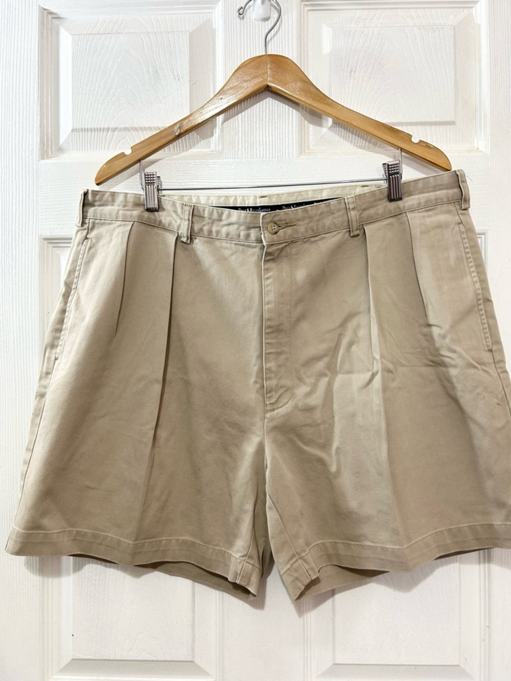 Ralph Lauren Polo Chino Khaki Pleated Shorts Mens Sz 40 Classic Fit Beige Cotton